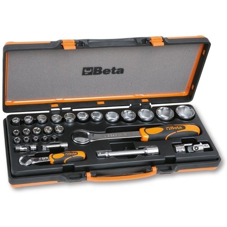 BETA 28 Piece Socket Set - 22 1/4" and 1/2" Drive Sockets with 6 Accessories 009020807
